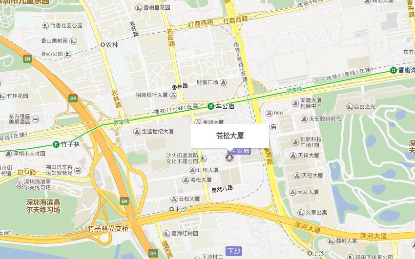 2016.6.18网络办公地址正式从罗湖春风路搬迁到车公庙苍松大厦，车公庙交通便利4条地铁线路从此经过（1号、7号、9号、11号）整体地理位置处于东西中部位置去哪里都比较方便，附近居住也较为便捷小区众多，还有大量居【网络建设服务公司】民楼上下沙；商业方面作为的重点写字楼区域三大之一（市民中心、车公庙、科技园）商业气氛浓厚，更符合定位和业务开展，从公司发展考虑故搬迁至此。